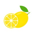 Lemon icon set. Fruit citrus with pieces or slices. Vitamin C. Royalty Free Stock Photo